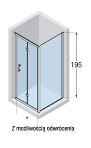 Novellini Kali Kabina prysznicowa 70x90 cm z drzwiami składanymi KALIS65-1B + ścianka stała KALIF88-1B rysunek techniczny