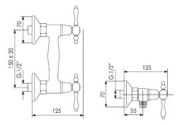 Bateria prysznicowa retro Giulini Praga 7507B bronzo rys.tech.