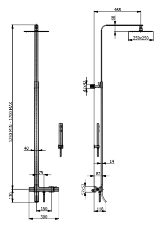 Przejdź do produktu Kolumna prysznicowa termostatyczna z kwadratową deszczownicą i wylewką Fromac 15863 chrom