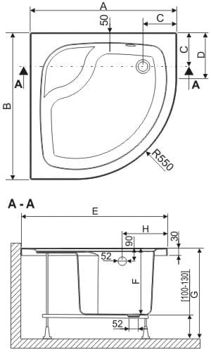 Brodzik półokrągły 80x80 cm Sanplast BPzs-a/EKOPLUS 615-131-0620-10-000 