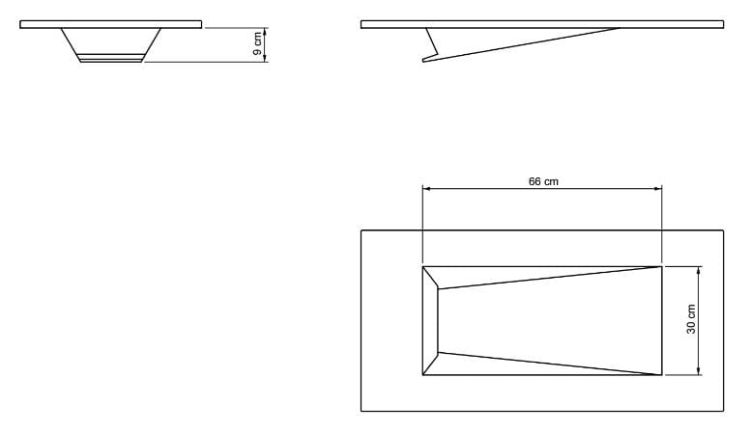 Asymetryczna umywalka Solid Surface na indywidualny wymiar z misą Slide 66x30SOL