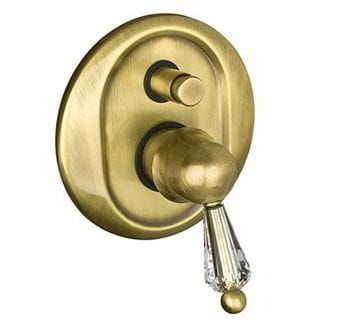 Zestaw natryskowy podtynkowy retro z deszczownicą Giulini Harmony Crystal 95ZES20/S bronzo