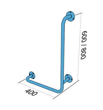 Uchwyt dla osób niepełnosprawnych kątowy ścienny 40x80 cm typu L biały Makoinstal 32-UKL 8/4 rys. tech.