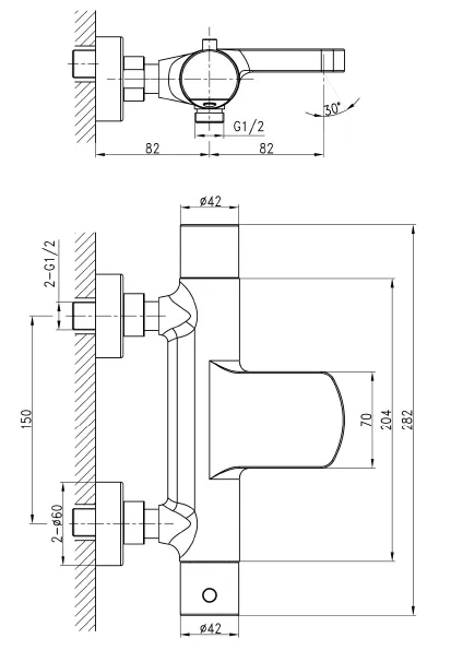 Bateria wannowa termostatyczna ścienna Sapho Kimura KU292 chrom