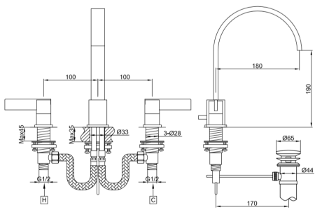 Przejdź do produktu Bateria umywalkowa Kohlman Dexame QB200D chrom