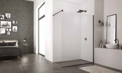 Kabina prysznicowa 160 cm typu walk-in z czarnymi profilami SanSwiss Black Line STR4P1600607