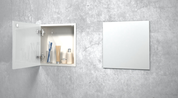 Szafka łazienkowa pod zabudowę 30x30x15 cm MCJ Flat stal nierdzewna szkło białe F.PWD 300/15