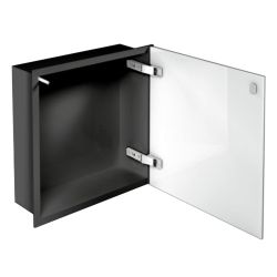 Szafka łazienkowa pod zabudowę 32,3x32,3x10 cm kołnierz Flat MCJ szkło białe F.PWD LBL 300/10 malowana proszkowo kolor czarny