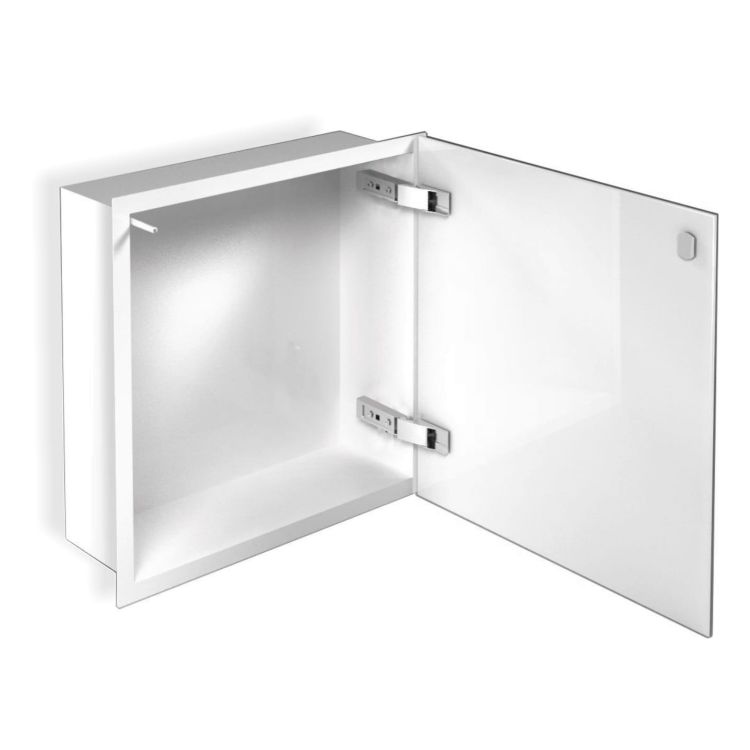 Szafka łazienkowa pod zabudowę 32,3x32,3x10 cm kołnierz Flat MCJ szkło białe F.PWD LWH 300/10 malowana proszkowo kolor biały