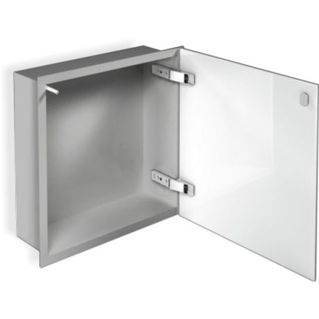 Przejdź do produktu Szafka łazienkowa pod zabudowę 32,3x32,3x15 cm MCJ stal lakierowana proszkowo kolor biały szkło białe F.PWD LWH 300/15