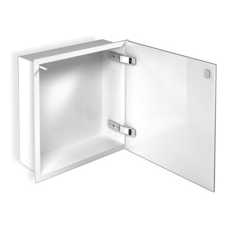 Przejdź do produktu Szafka łazienkowa pod zabudowę 32,3x32,3x15 cm MCJ stal lakierowana proszkowo kolor biały szkło białe F.PWD LWH 300/15