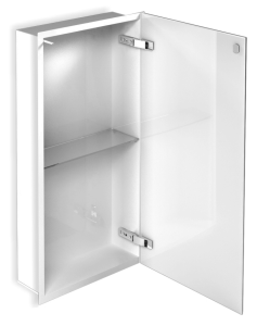 Szafka łazienkowa pod zabudowę 32,3x62,3x15 cm MCJ stal nierdzewna lakierowana proszkowo w kolorze białym szkło białe F.PWD LWH 600/15