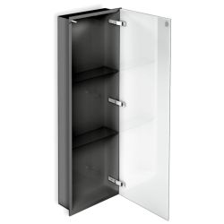 Szafka łazienkowa pod zabudowę 32,3x92,3x10 cm stal lakierowana proszkowo w kolorze czarnym szkło białe kołnierz typu Flat MCJ F.PWD LBL 900/10