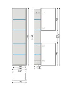 Szafka łazienkowa pod zabudowę 30x120x15 cm MCJ PW2DHES30120