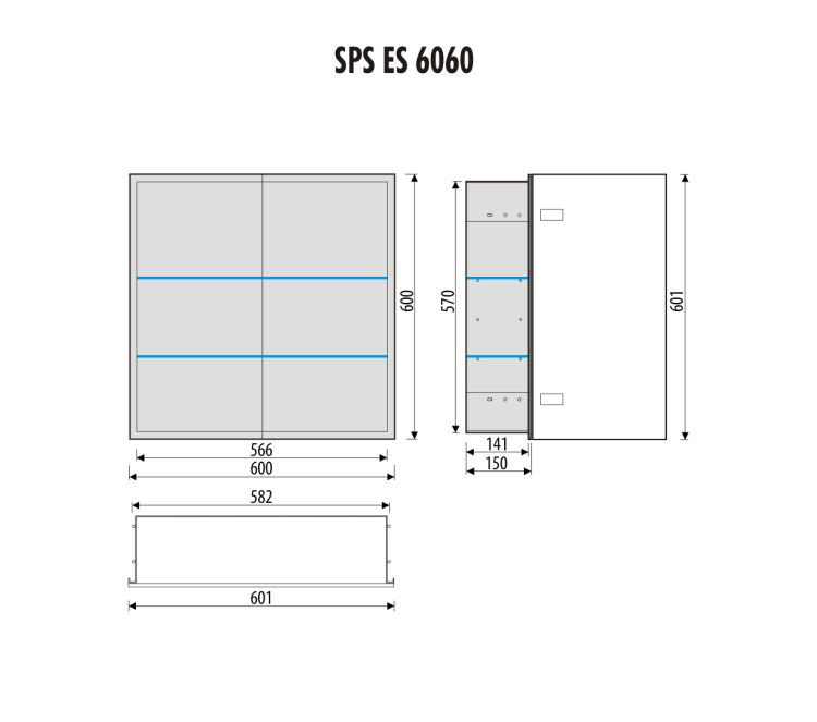 Szafka łazienkowa do zabudowy 60x60x15 cm z obustronnie lustrzanymi frontami MCJ SPSES6060