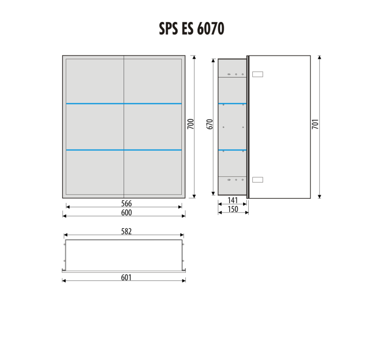 Szafka łazienkowa do zabudowy 60x70x15 cm z kołnierzem typu Bend i obustronnie lustrzanymi frontami MCJ B.SPS 6070