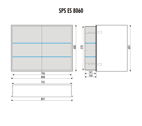 Przejdź do produktu Szafka łazienkowa do zabudowy 80x60x15 cm z kołnierzem typu Bend i obustronnie lustrzanymi frontami MCJ B.SPS 8060