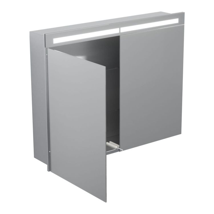 Szafka łazienkowa do zabudowy 80x60x15 cm z kołnierzem typu Bend i obustronnie lustrzanymi frontami i oświetleniem LED MCJ B.SPS 8060LED