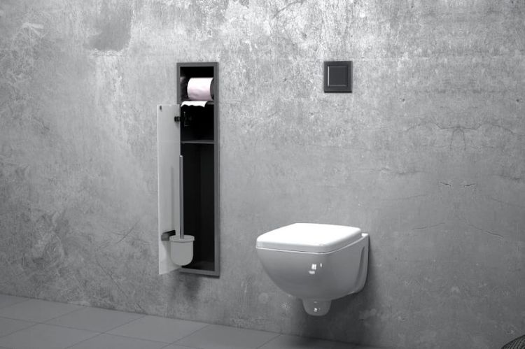 Schowek do szczotki i papieru toaletowego do zabudowy 18x82,5x15 cm MCJ PW1DWC800