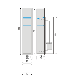 Schowek do szczotki i papieru toaletowego do zabudowy 18x82,5x15 cm MCJ PW1DWC800