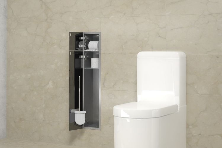 Schowek do szczotki i papieru toaletowego do zabudowy 18x82,5x15 cm MCJ PW2DWC800