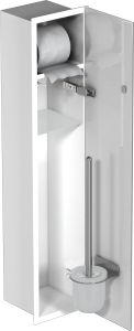 Schowek do szczotki i papieru toaletowego do zabudowy 18x82,5x15 cm kołnierz typu Flat MCJ biały połysk białe szkło F.PWAD LWH WC 800