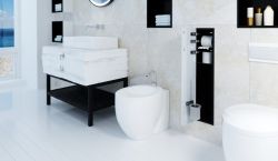 Schowek do szczotki i papieru toaletowego do zabudowy 18x82,2x15 cm MCJ PW2DLBLWC800 czarny półmat