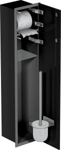 Schowek do szczotki i papieru toaletowego do zabudowy 18x82,2x15 cm MCJ PW2DLBLWC800 czarny półmat