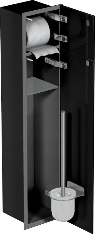 Schowek do szczotki i papieru toaletowego do zabudowy 18x82,2x15 cm MCJ PW2DLBLWC800 czarny półmat
