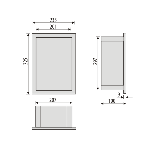 Półka łazienkowa wnękowa do zabudowy 23,5x32,5x10 cm ze stali nierdzewnej kołnierz typu Bend MCJ B.PWN 200/10