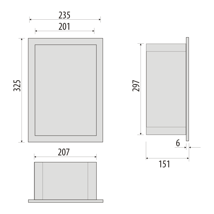 Półka łazienkowa wnękowa do zabudowy 23,5x32,5x15 cm ze stali nierdzewnej kołnierz typu Bend MCJ B. PWN 200/15