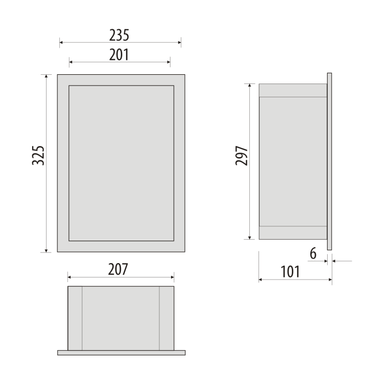 Półka łazienkowa wnękowa do zabudowy 23,5x32,5x10 cm ze stali nierdzewnej i szybą w tylnej części MCJ PWN200/10SB stal nierdzewna