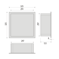 Półka łazienkowa wnękowa lakierowana do zabudowy 32,5x32,5x15 cm ze stali nierdzewnej i szybą w tylnej części MCJ PWN300/15LA