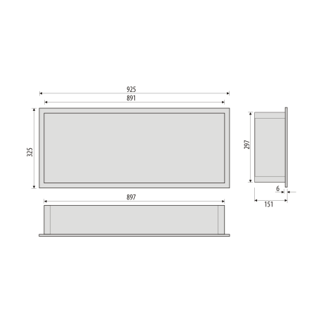 Przejdź do produktu Półka łazienkowa wnękowa do zabudowy 92,5x32,5x15 cm ze stali nierdzewnej lakierowanej na szaro i szybą w tylnej części MCJ F.PWN LGR 900/15WH