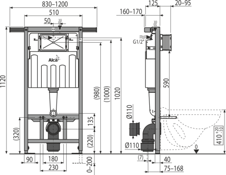 Przejdź do produktu Podtynkowy system WC z belką rozporową do zabudowy suchej Alcaplast AM102/1120 Jadromodul