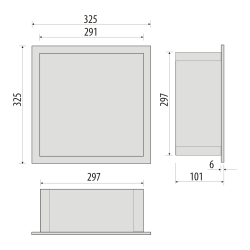 Półka łazienkowa wnękowa do zabudowy w ścianie 32,5x32,5x10 cm ze stali nierdzewnej i szybą w tylnej części MCJ PWN300/10SB