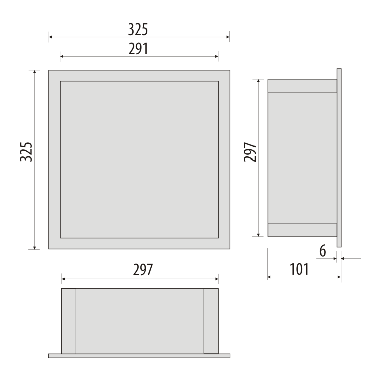 Półka łazienkowa wnękowa do zabudowy w ścianie 32,5x32,5x10 cm ze stali nierdzewnej i szybą w tylnej części MCJ PWN300/10SB