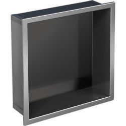 Półka łazienkowa wnękowa do zabudowy w ścianie 32,5x32,5x15 cm ze stali nierdzewnej i szybą w tylnej części MCJ PWN300/15SB