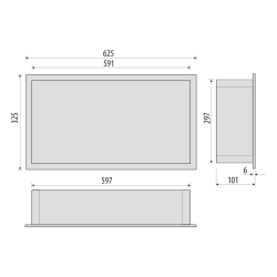 Półka łazienkowa wnękowa do zabudowy w ścianie 62,5x32,5x10 cm ze stali nierdzewnej i szybą w tylnej części MCJ PWN600/10SB