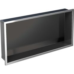 Półka łazienkowa wnękowa do zabudowy w ścianie 62,5x32,5x10 cm ze stali nierdzewnej i szybą w tylnej części MCJ PWN600/10SB