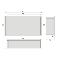Półka łazienkowa wnękowa do zabudowy w ścianie 62,5x32,5x15 cm ze stali nierdzewnej i szybą w tylnej części MCJ PWN600/15SB