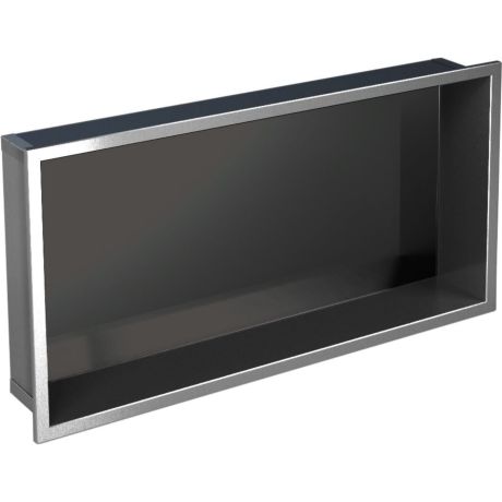 Przejdź do produktu Półka łazienkowa wnękowa do zabudowy w ścianie 62,5x32,5x15 cm ze stali nierdzewnej ze szkłem w tylnej części MCJ F.PWN 600/15WH