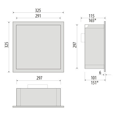 Przejdź do produktu Półka łazienkowa wnękowa lakierowana do zabudowy 32,5x32,5x10 cm ze stali nierdzewnej z białym szkłem w tylnej części i oświetleniem LED, kołnierz typu Flat MCJ F.PWN300/10WH