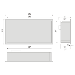 Półka łazienkowa wnękowa do zabudowy 62,5x32,5x10 cm ze stali nierdzewnej, lakierowana z oświetleniem LED i szkłem w tylnej części MCJ PWN/600/10LEDLA