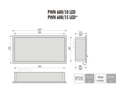 Półka łazienkowa wnękowa do zabudowy 62,5x32,5x15 cm ze stali nierdzewnej, lakierowana z oświetleniem LED MCJ PWN600/15LED