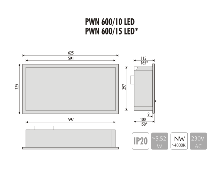 Półka łazienkowa wnękowa do zabudowy 62,5x32,5x15 cm ze stali nierdzewnej, lakierowana z oświetleniem LED MCJ PWN600/15LED