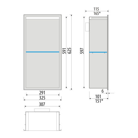 Przejdź do produktu Półka łazienkowa wnękowa do zabudowy 32,5x59,7x10 cm ze stali nierdzewnej z oświetleniem LED kołnierz typu Bend MCJ B.PWNP LED 600/10