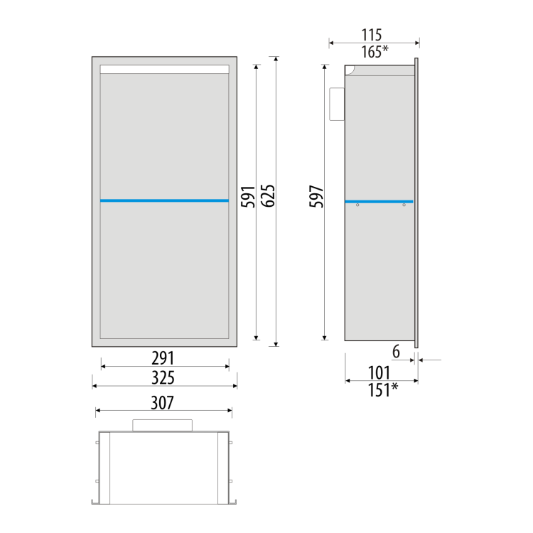 Półka łazienkowa wnękowa do zabudowy 32,5x59,7x10 cm ze stali nierdzewnej z oświetleniem LED kołnierz typu Bend MCJ B.PWNP LED 600/10