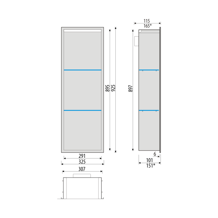 Półka łazienkowa wnękowa do zabudowy 32,5x89,7x10 cm ze stali nierdzewnej z oświetleniem LED MCJ PWNP900/10LED