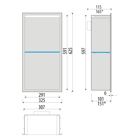 Przejdź do produktu Półka łazienkowa wnękowa do zabudowy 32,5x62,5x10 cm ze stali nierdzewnej lakierowanej proszkowo z oświetleniem LED MCJ F.PWNP600/10LEDLA
